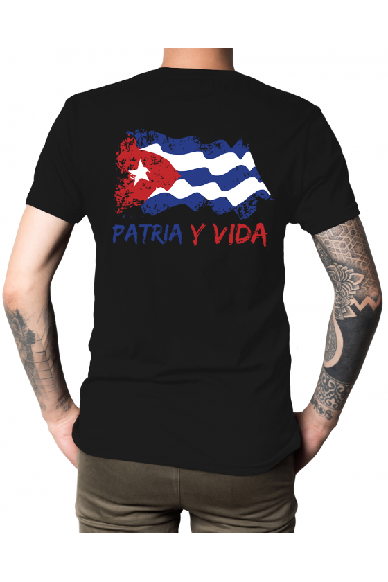 Camiseta para tu Tribu con ilustración Bandera de Cuba Patria y Vida - Hombre