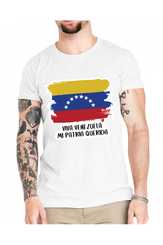 Camiseta para tu Tribu con ilustración Bandera de Viva Venezuela mi Patria Querida - Hombre