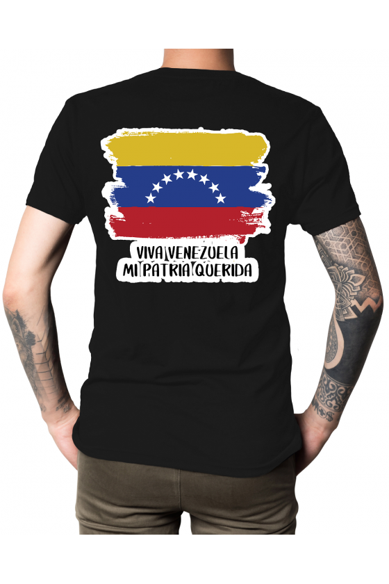 Camiseta para tu Tribu con ilustración Bandera de Viva Venezuela mi Patria Querida - Hombre