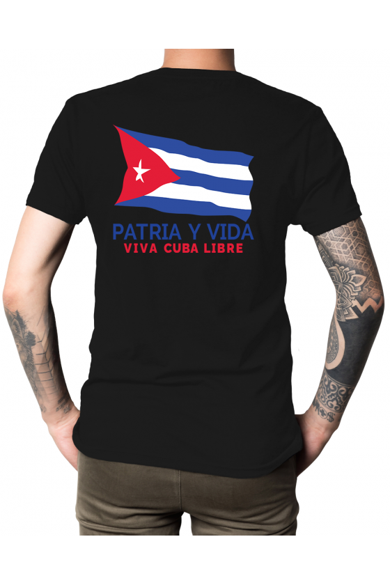 Camiseta para tu Tribu con ilustración Bandera de Cuba Patria y Vida - Hombre